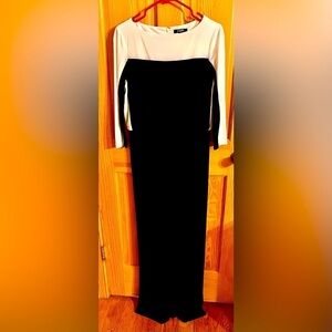 Chaps Size 8 Colorblock Jumpsuit Black and White Dressy Office Church Modest